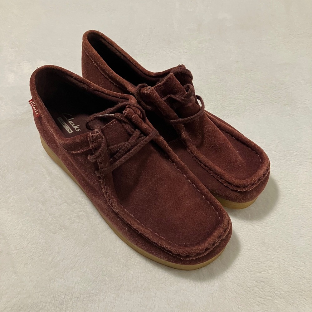Clarks Padmora Wine Suede Loafers Women's Size 8 Burgundy Shoes